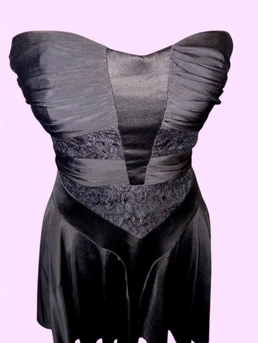 XOXO Black Women's Skater Dress with Lace overlays - Picture 7 of 9